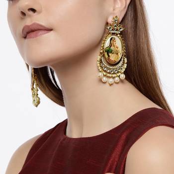 Designer Rani Motif Padmavati Dangler drops Studs Earrings 2