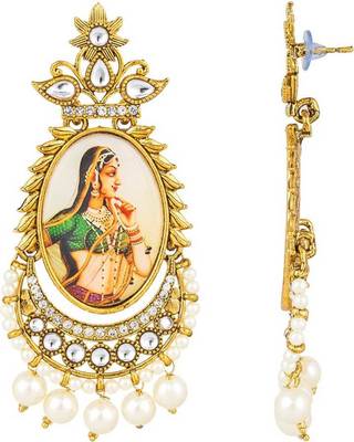 Designer Rani Motif Padmavati Dangler drops Studs Earrings 4