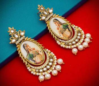 Designer Rani Motif Padmavati Dangler drops Studs Earrings 2