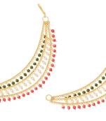 Designer 3 line Bridal pearl earchain or ear support earrings for Wedding