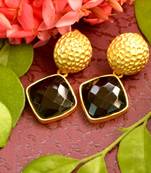 Designer Black stone floral motif danglers drops Studs earrings