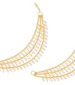 Designer 3 line Bridal pearl earchain or ear support earrings for Wedding