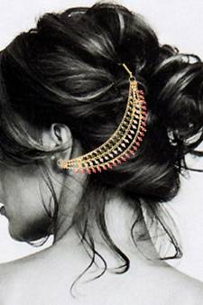 Designer 3 line Bridal pearl earchain or ear support earrings for Wedding