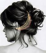 Designer 3 line Bridal pearl earchain or ear support earrings for Wedding