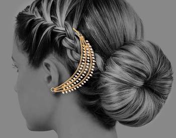 Designer 3 line Bridal pearl earchain or ear support earrings for Wedding 1