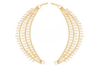 Designer 3 line Bridal pearl earchain or ear support earrings for Wedding 3