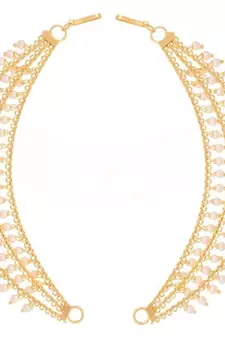 Designer 3 line Bridal pearl earchain or ear support earrings for Wedding