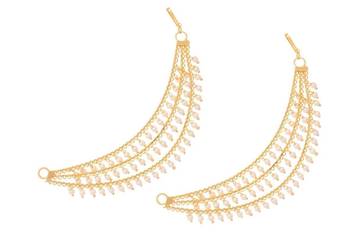 Designer 3 line Bridal pearl earchain or ear support earrings for Wedding 2