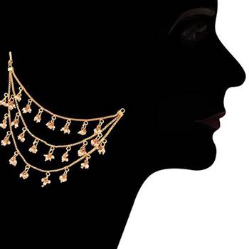 Designer 3 line Bridal pearl earchain or ear support earrings for Wedding 3