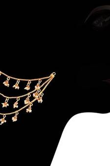 Designer 3 line Bridal pearl earchain or ear support earrings for Wedding