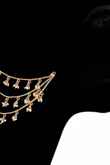 Designer 3 line Bridal pearl earchain or ear support earrings for Wedding