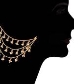 Designer 3 line Bridal pearl earchain or ear support earrings for Wedding