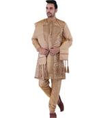Silk  Chiku Sherwani Long Kurta Chiku Pyjama Chiku jacket  and  Stole Party Dress Set
