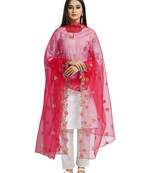 Fabric and Lace Red Net Party & Festive Women's Dupatta or Chunni