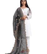 Fabric and Lace Black Net Party & Festive Women's Dupatta or Chunni