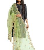 Fabric and Lace Light Parrot Green Net Party & Festive Women's Dupatta or Chunni