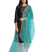 Fabric and Lace Rama Sky Blue Net Party & Festive Women's Dupatta or Chunni