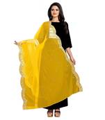 Fabric and Lace Yellow Net Party & Festive Women's Dupatta or Chunni