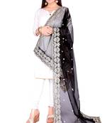 Fabric and Lace Black Net Party & Festive Women's Dupatta or Chunni