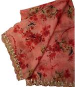 Fabric and Lace Red Silk Party & Festive Women's Dupatta or Chunni