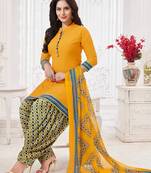 Yellow geometric print crepe salwar