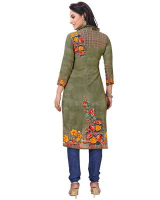 Olive floral print crepe salwar 2