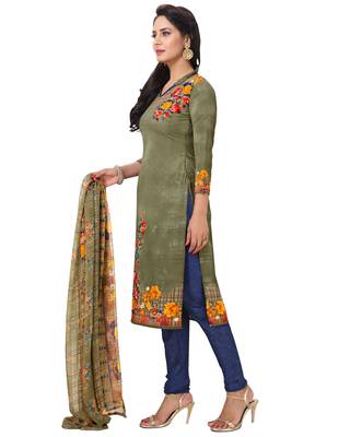 Olive floral print crepe salwar 3