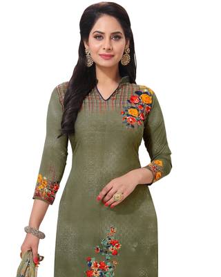 Olive floral print crepe salwar 4