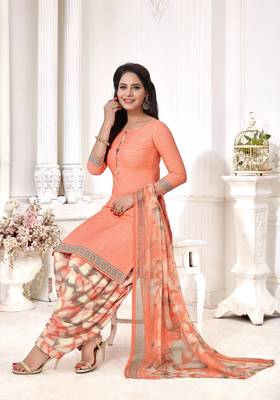 Peach geometric print crepe salwar 1