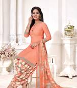 Peach geometric print crepe salwar