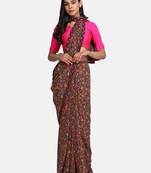 Black Printed Chiffon Saree With Blouse