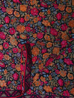 Black Printed Chiffon Saree With Blouse 7