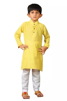 Kids Yellow Kurta Pajama Set For Boys