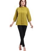 Green plain crepe short-kurtis