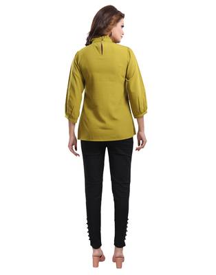 Green plain crepe short-kurtis 2