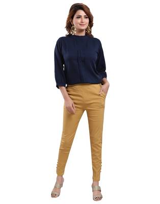 Navy-blue plain crepe short-kurtis 4