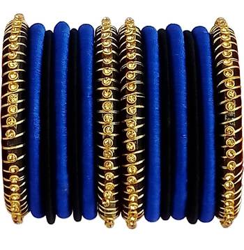 Silk Thread Blue Bangle Set 2