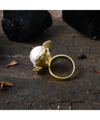 golden silver flower design beautiful ring 3