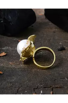 golden silver flower design beautiful ring