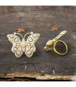 golden classy butterfly design diamond ring