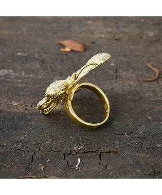 golden classy butterfly design diamond ring 3