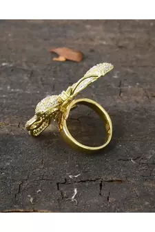 golden classy butterfly design diamond ring