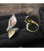 three tone leaf pattern designer diamond ring