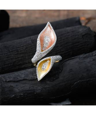 three tone leaf pattern designer diamond ring 2