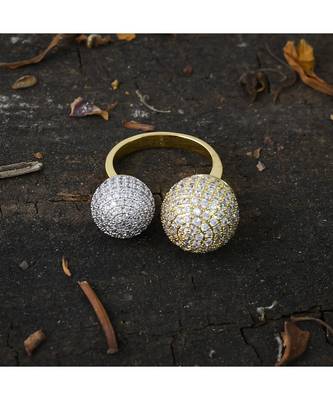 golden silver stylish designer diamond ring 1
