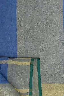 Blue Hand Woven Linen Saree With Blouse