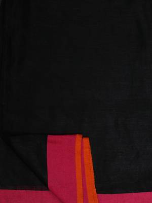 Black Woven Linen Saree With Blouse 3