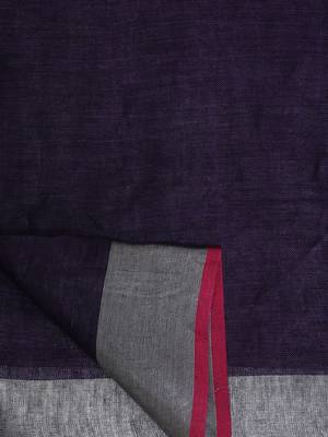 Blue Hand Woven Linen Saree With Blouse 3