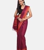 Magenta Hand Woven Poly Silk Handloom Sarees