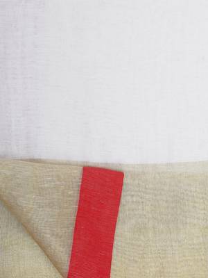 White Linen Saree With Zari Border And With Blouse 3